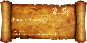 Mencz Szovát névjegykártya